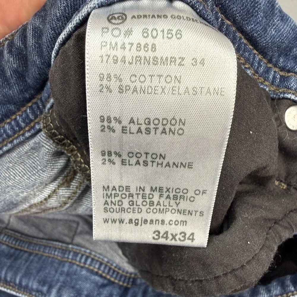 AG Adriano Goldschmied Everett Jeans Mens 34x34 (32x29 Fit) Slim Straight Hemmed
